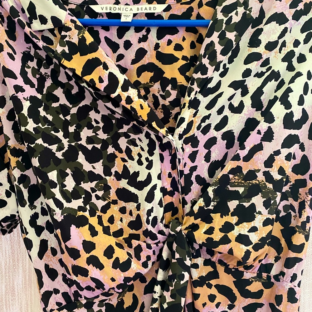 Veronica beard Amani leopard print midi dress, size 4